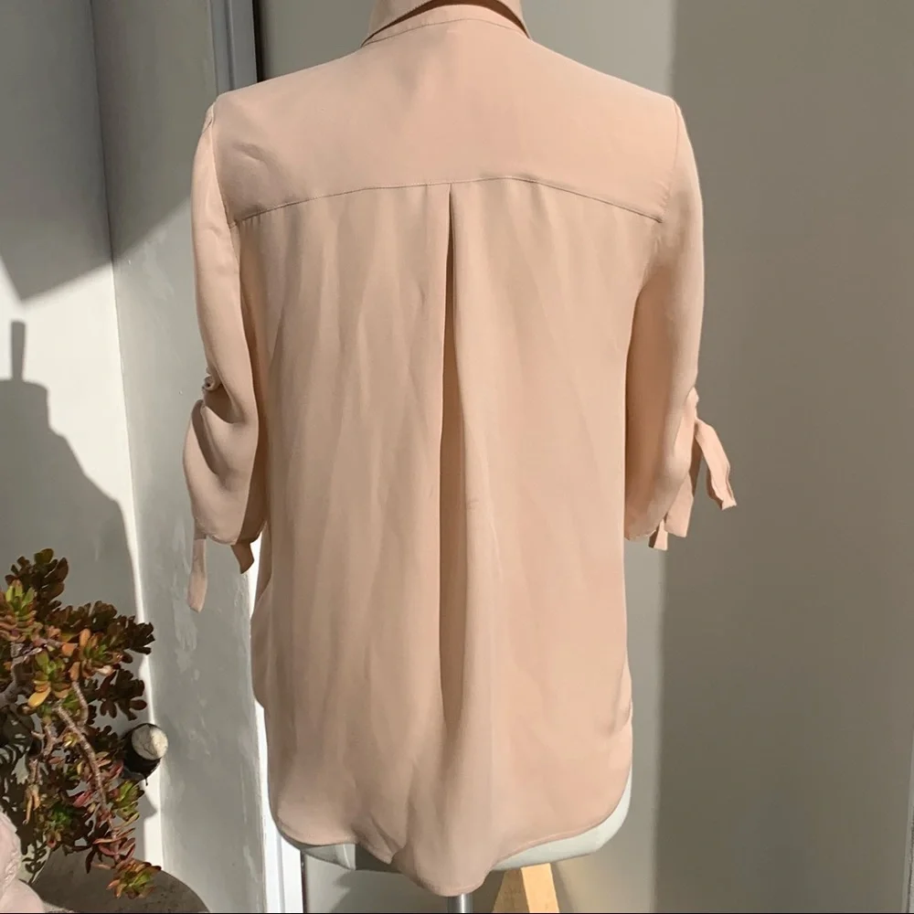 L’AGENCE Silk Button Down Blouse Drawstring Ruching  Size Small - Picture 5 of 9